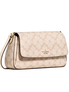 New Kate Spade Sutton Spade Flower Mini Crossbody Bag Dark Beige Moon Dust